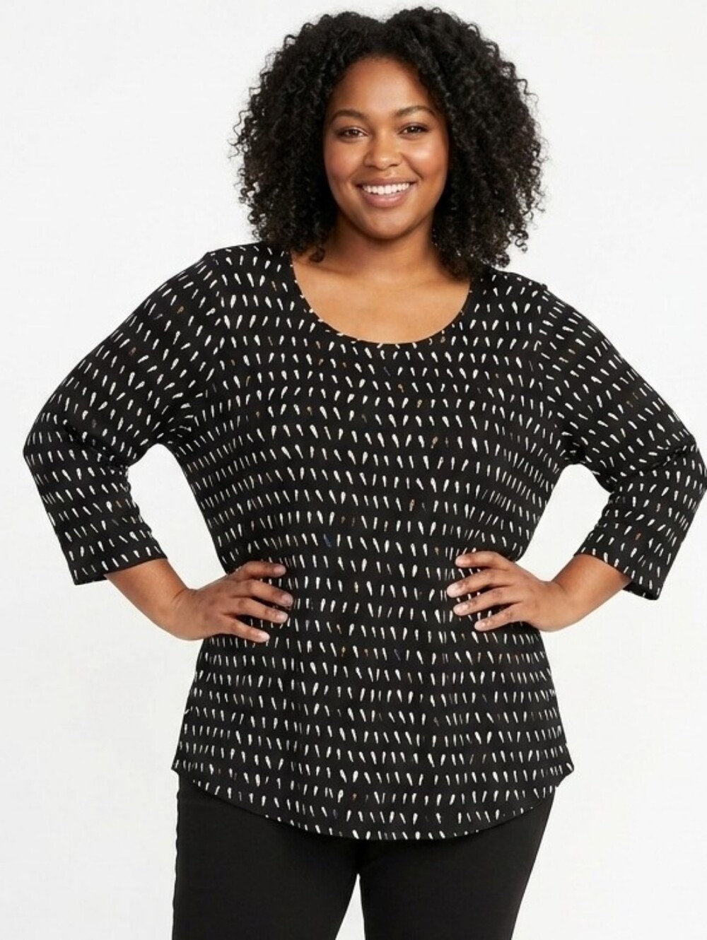 Apt. 9 Plus Size Black & White Scoop Neck Women's Top